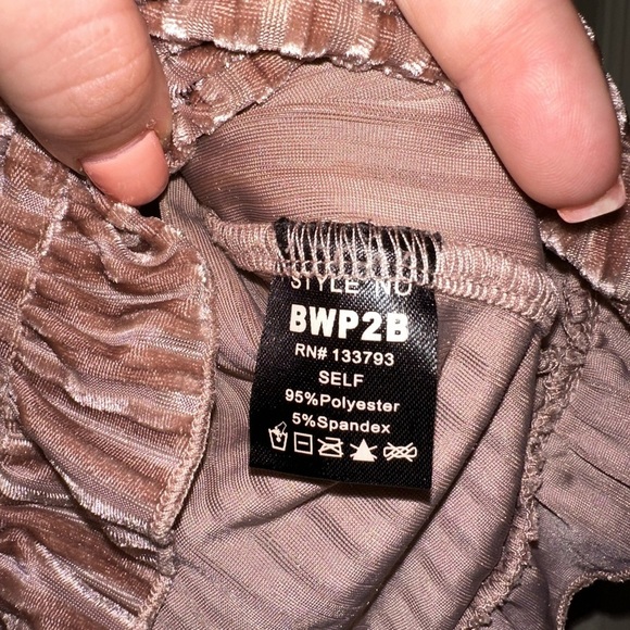 POL women’s dusty pink velvet drawstring ruffle trim sleep short pajama lounge M - Picture 4 of 6